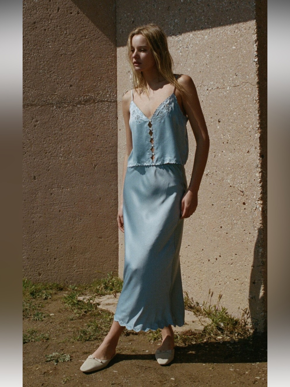 Doen 100% Silk Set — Elise Top + Elowen Skirt Size Small